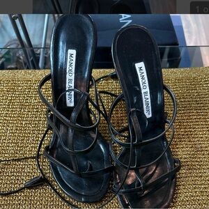 Manolo Blahnik Black Strappy Heels